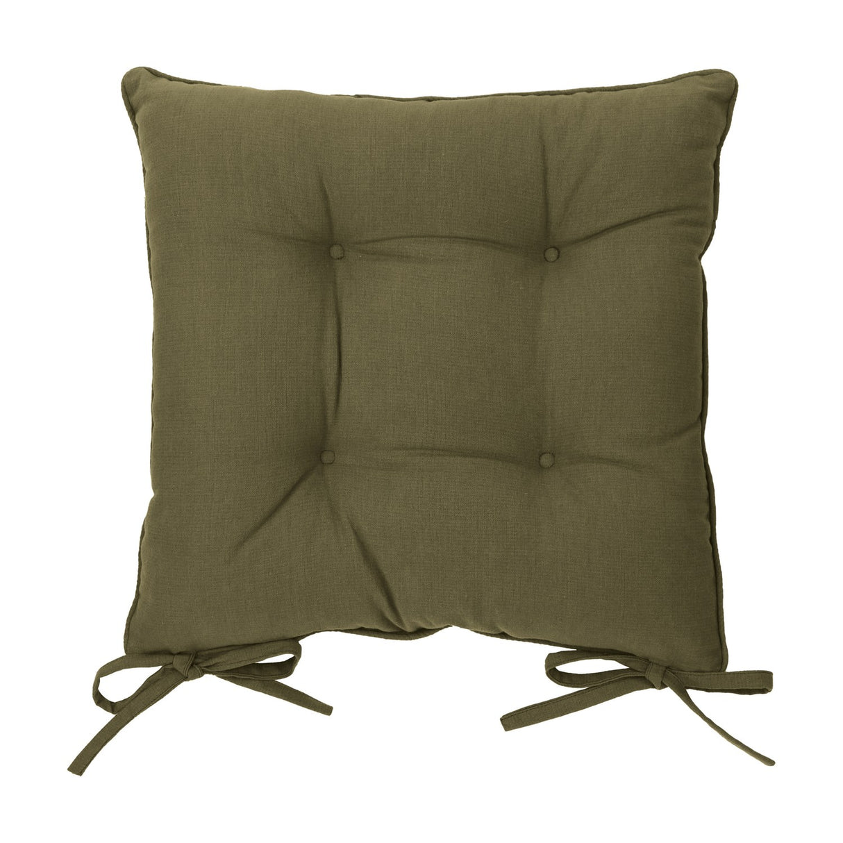 Slub Cotton Plain Polyester Seat Pad - Lichen
