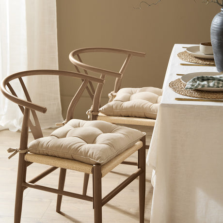 Slub Cotton Plain Linen Seat Pad - Linen