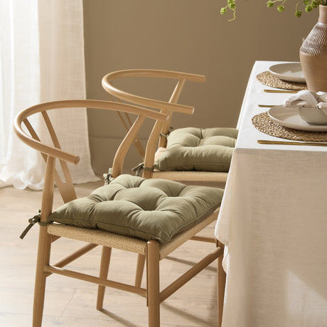 Slub Cotton Plain Polyester Seat Pad - Moss