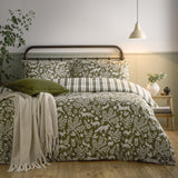 Skandi Woodland Cotton Animal Duvet Cover Set - Thyme Green