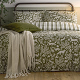 Skandi Woodland Cotton Animal Duvet Cover Set - Thyme Green