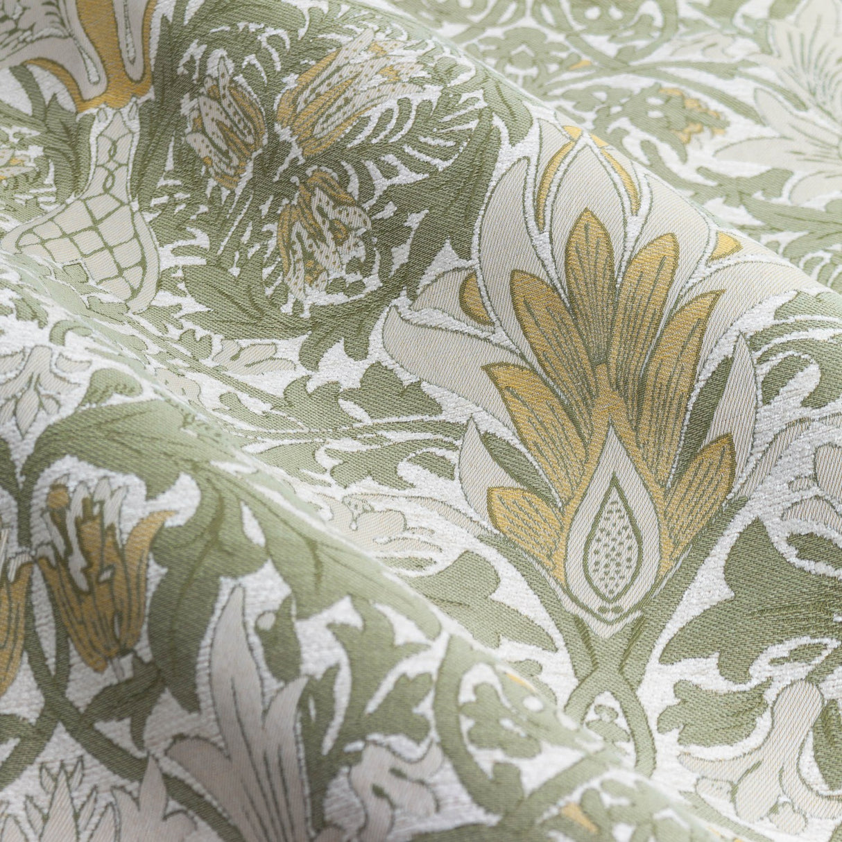 Snakeshead Chenille Pencil Pleat Curtains - Sunflower/Stone