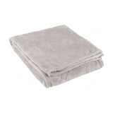 Folded grey faux fur throw with an embossed snowflake pattern, shown against a plain white background.