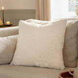 Snowflakes Faux Fur Polyester Velvet Cushion - Snow White