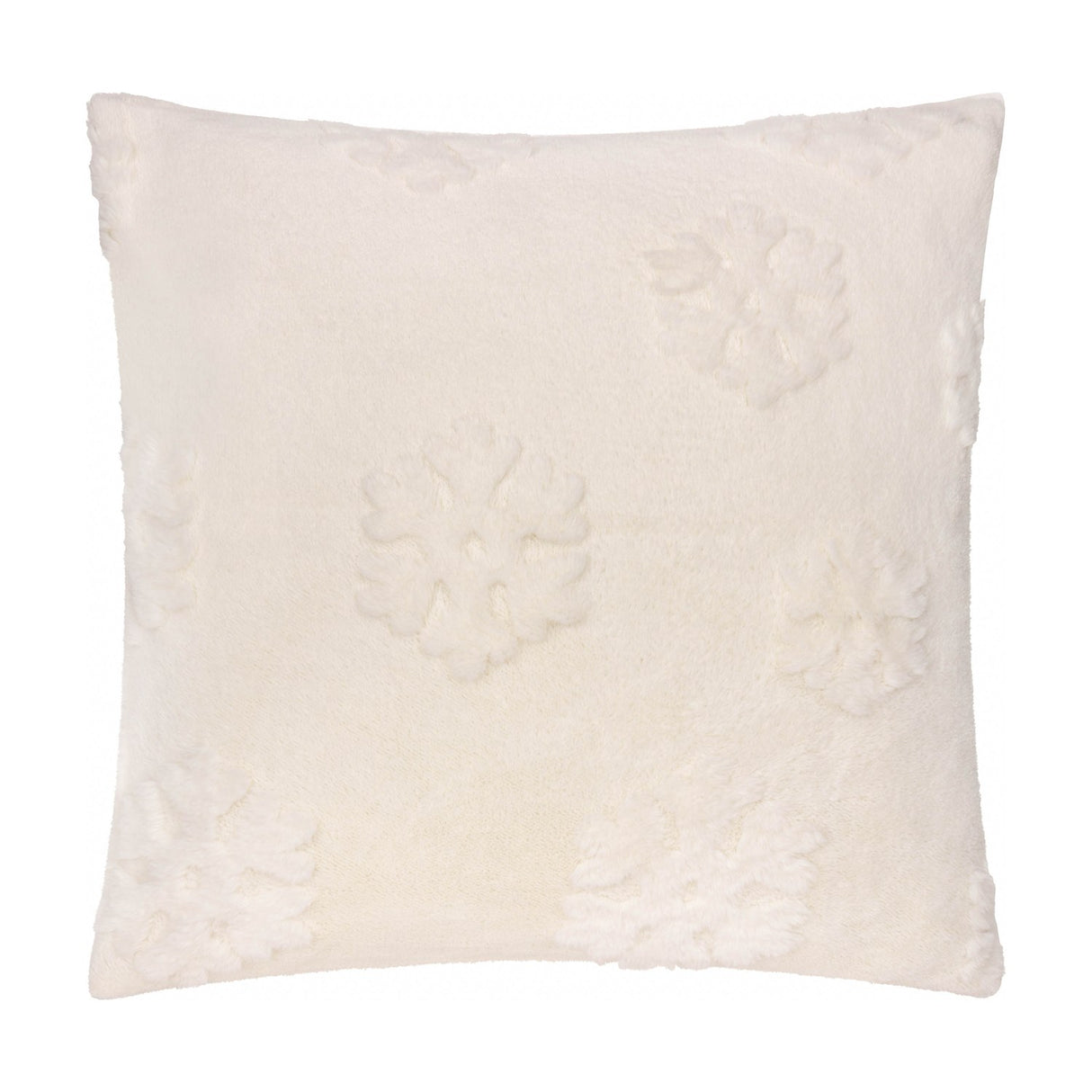 Snowflakes Faux Fur Polyester Velvet Cushion - Snow White