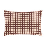 Softie Check Polyester Cushion in Chocolate/Sand, a rectangular bolster cushion with a raised quilted grid pattern, sand squares on a chocolate lattice, shown on a plain white background.
