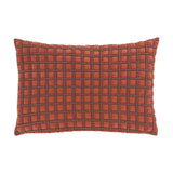 Rectangular Softie Check cushion in cinnamon orange with a quilted grid pattern and chocolate brown recessed seams, shown on a plain white background.