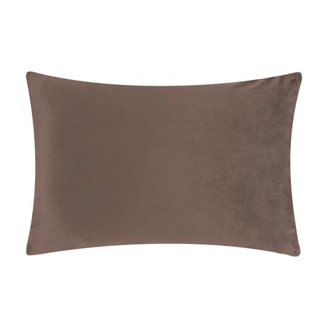 Softie Check Polyester Cushion in cinnamon orange with chocolate brown detailing, rectangular shape with piped edges, shown on a plain white background.
