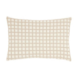 Softie Check Polyester Cushion in natural, a rectangular 40x60cm bolster with a raised grid texture in cream and beige tones, shown on a plain white background.