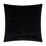 Savoy Stripe square cushion in black polyester velvet, shown plain-side against a white background, with piped edge seams visible.