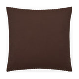Savoy Stripe Polyester Velvet Cushion in Chocolate, a 50 x 50cm square cushion with a plain brown velvet reverse, edge piping, and concealed zip closure, shown on a white background.