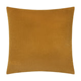 Savoy Stripe polyester velvet cushion in deep gold, 50 x 50cm square shown plain-backed against a white background.