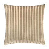 Savoy Stripe polyester velvet cushion in mink, square shape with vertical cut-pile stripes creating a ridged texture, shown on a plain white background.