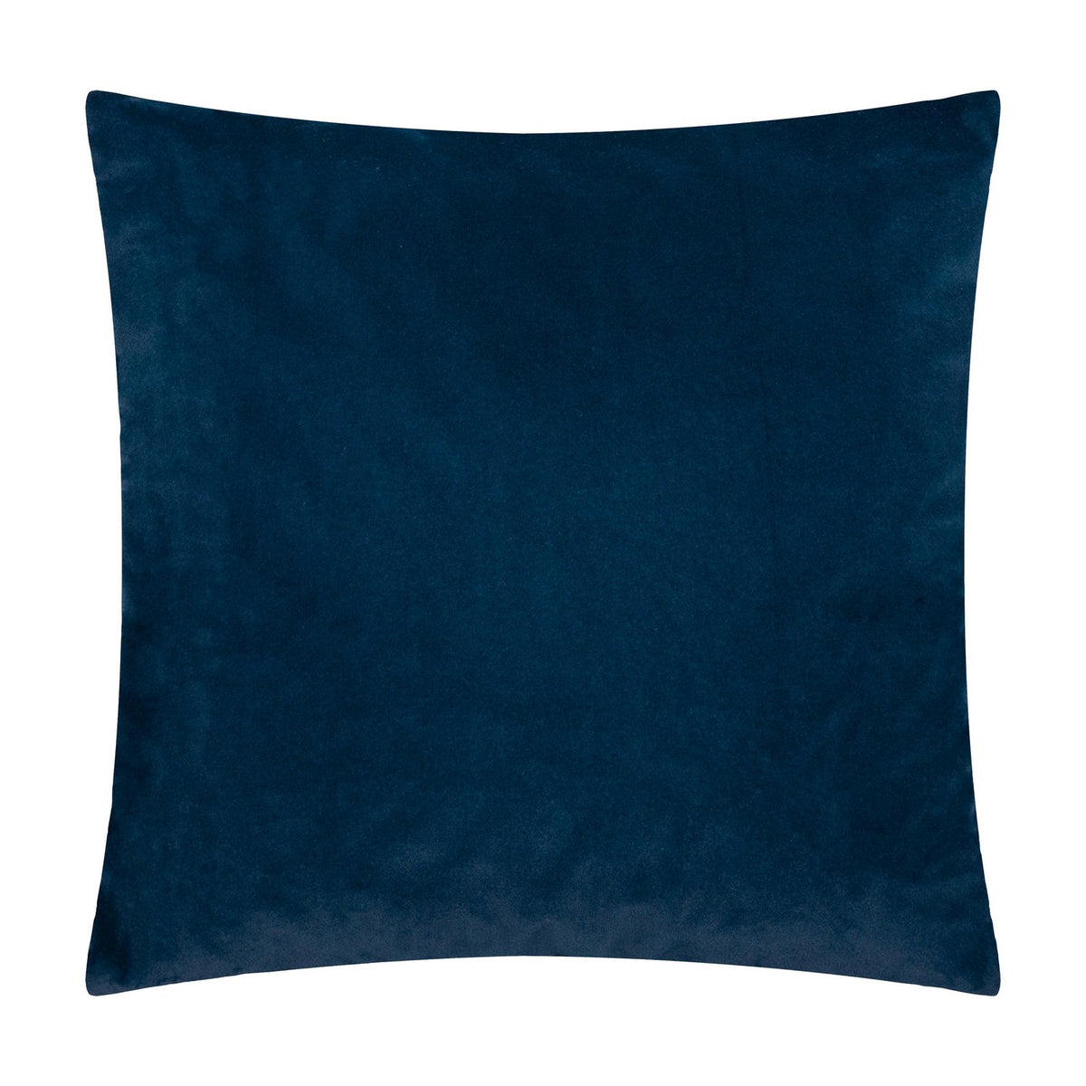 Savoy Stripe velvet cushion in navy, shown reverse side with plain smooth velvet finish and square shape, photographed on a plain white background.