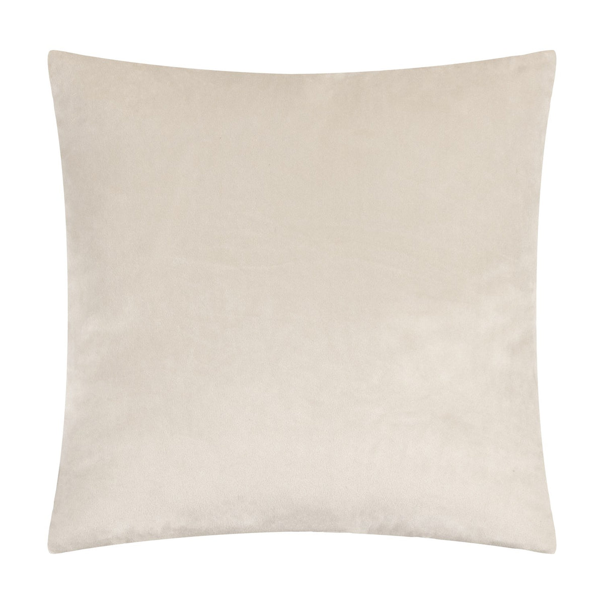 Savoy Stripe Polyester Velvet Cushion in Oyster, square with smooth cream velvet reverse shown, plain white background.