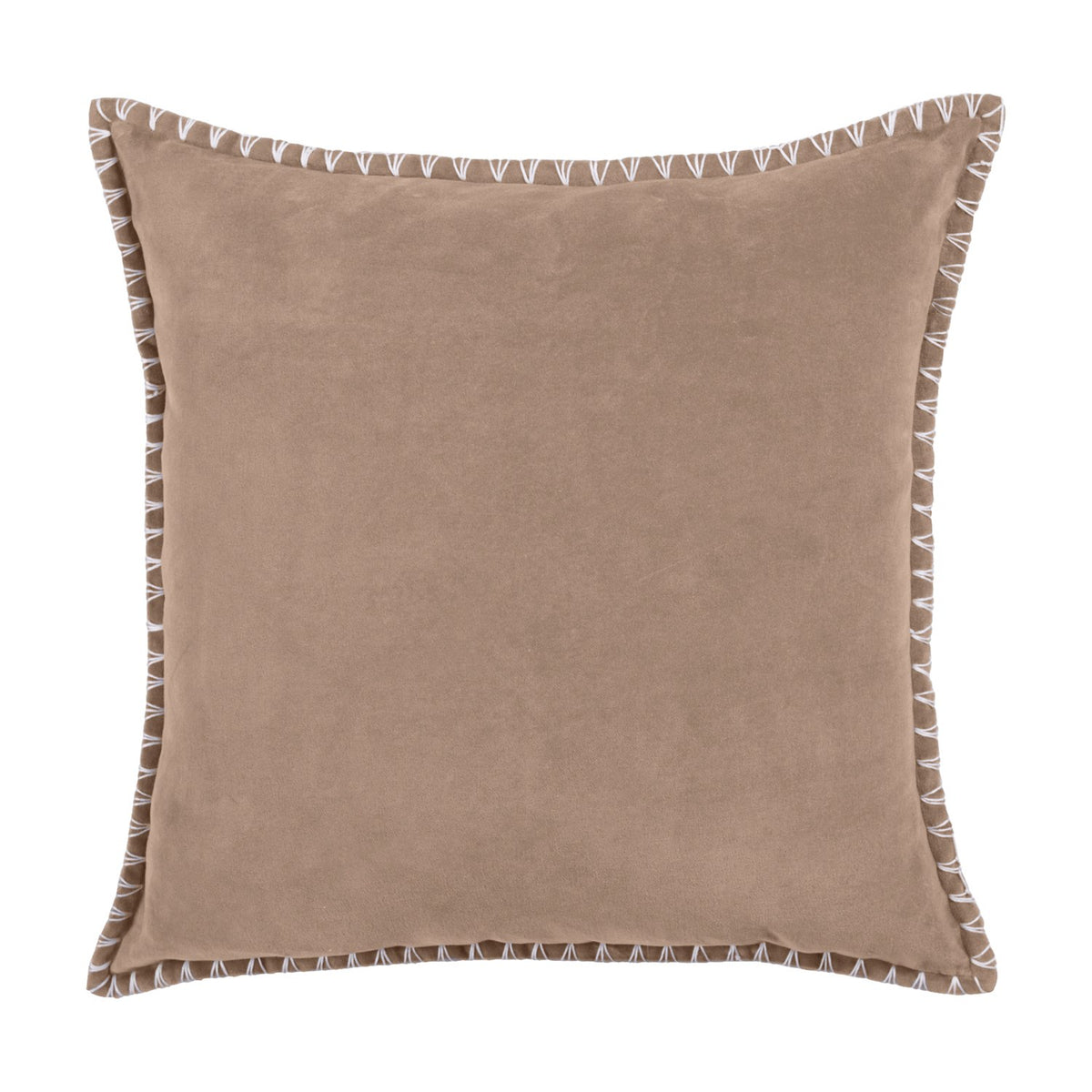 Stitch Plain Velvet Cushion - Coral