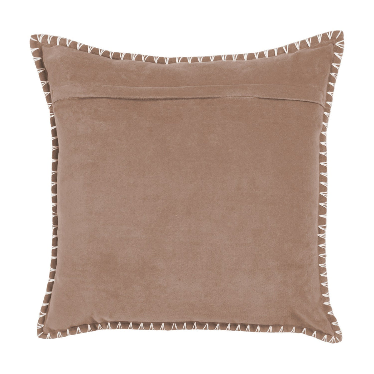 Stitch Plain Velvet Cushion - Coral
