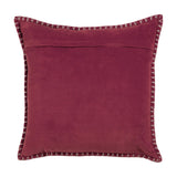 Stitch Plain Velvet Cushion in pomegranate red, square 50 x 50cm velvet with contrasting blanket-stitch edge trim, shown against a plain white background.