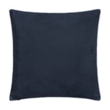 Square 50 x 50cm Strawberry Thief cushion, plain indigo reverse with pale piped edge trim, shown against a plain white background.