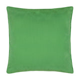 Square cushion in solid green polyester with matching piped edging, shown reverse side against a plain white background.