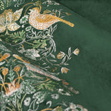 Strawberry Thief Velvet Pencil Pleat Curtains - Forest Green