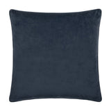 Strawberry Thief Jacquard Velvet Cushion in indigo, plain square design with velvet finish and piped edging, shown on a white background.