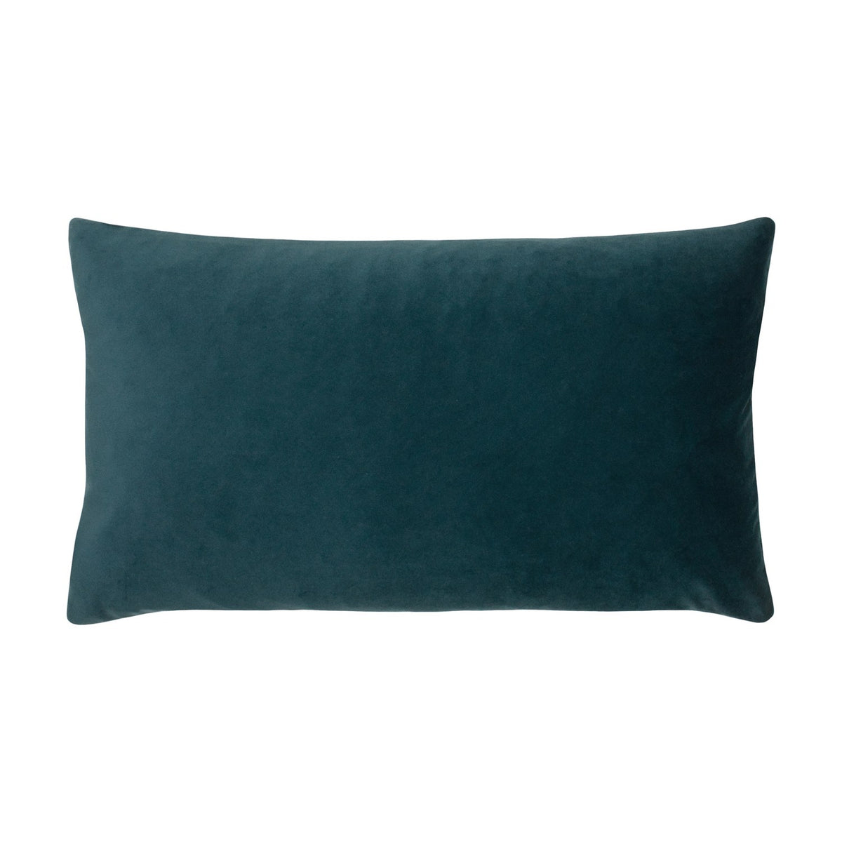 Sunningdale rectangular cushion in kingfisher teal velvet with a plain dense pile, shown against a plain white background.