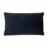 Sunningdale Plain Velvet Cushion in midnight blue, rectangular bolster shape with plain velvet pile, shown on a white background.