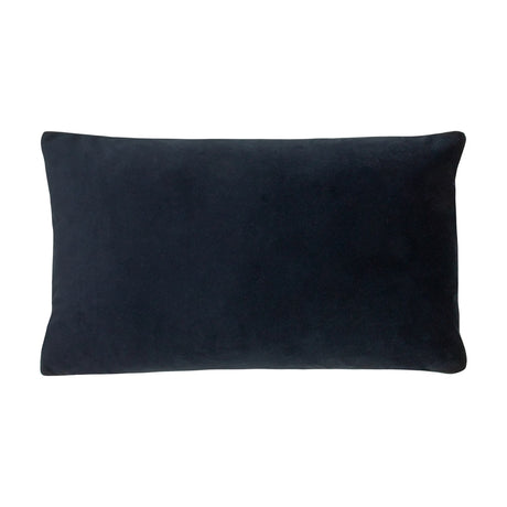 Sunningdale Plain Velvet Cushion in midnight blue, rectangular bolster shape with plain velvet pile, shown on a white background.