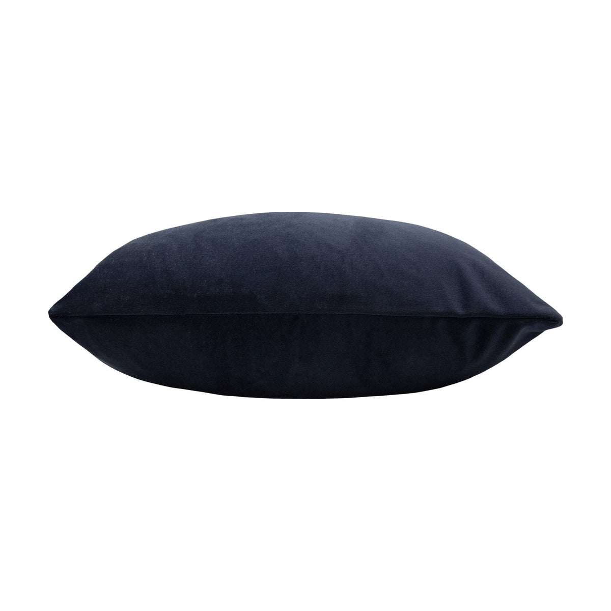 Sunningdale Plain Velvet Cushion in midnight blue, rectangular bolster shape with plain velvet pile, shown side-on against a plain white background.