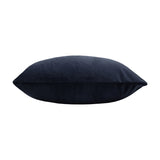 Sunningdale Plain Velvet Cushion in midnight blue, rectangular bolster shape with plain velvet pile, shown side-on against a plain white background.