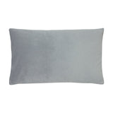 Sunningdale rectangular cushion in pale platinum grey velvet with a short, dense pile, plain design, shown on a white background.