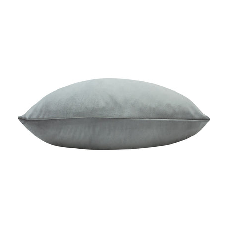 Sunningdale rectangular cushion in platinum grey velvet with short dense pile, shown side-on against a plain white background.