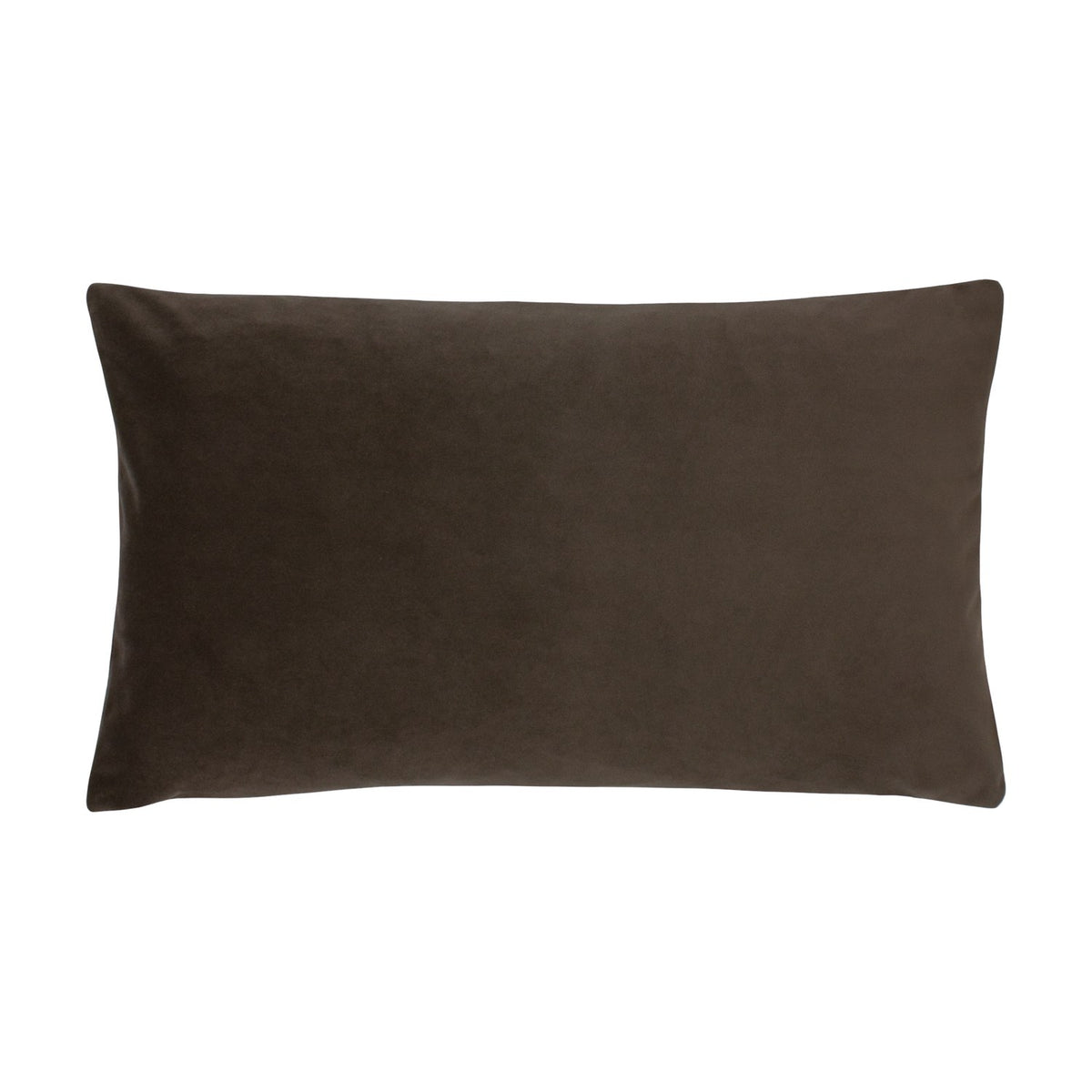 Sunningdale Plain Velvet Cushion in truffle brown, a rectangular 30 x 50cm bolster-shaped cushion with a smooth velvet cover, shown on a plain white background.