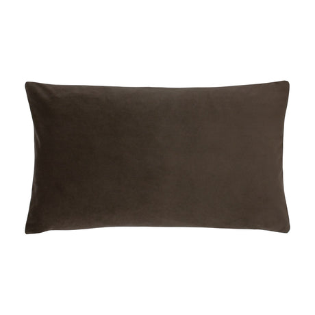 Sunningdale Plain Velvet Cushion in truffle brown, a rectangular 30 x 50cm bolster-shaped cushion with a smooth velvet cover, shown on a plain white background.