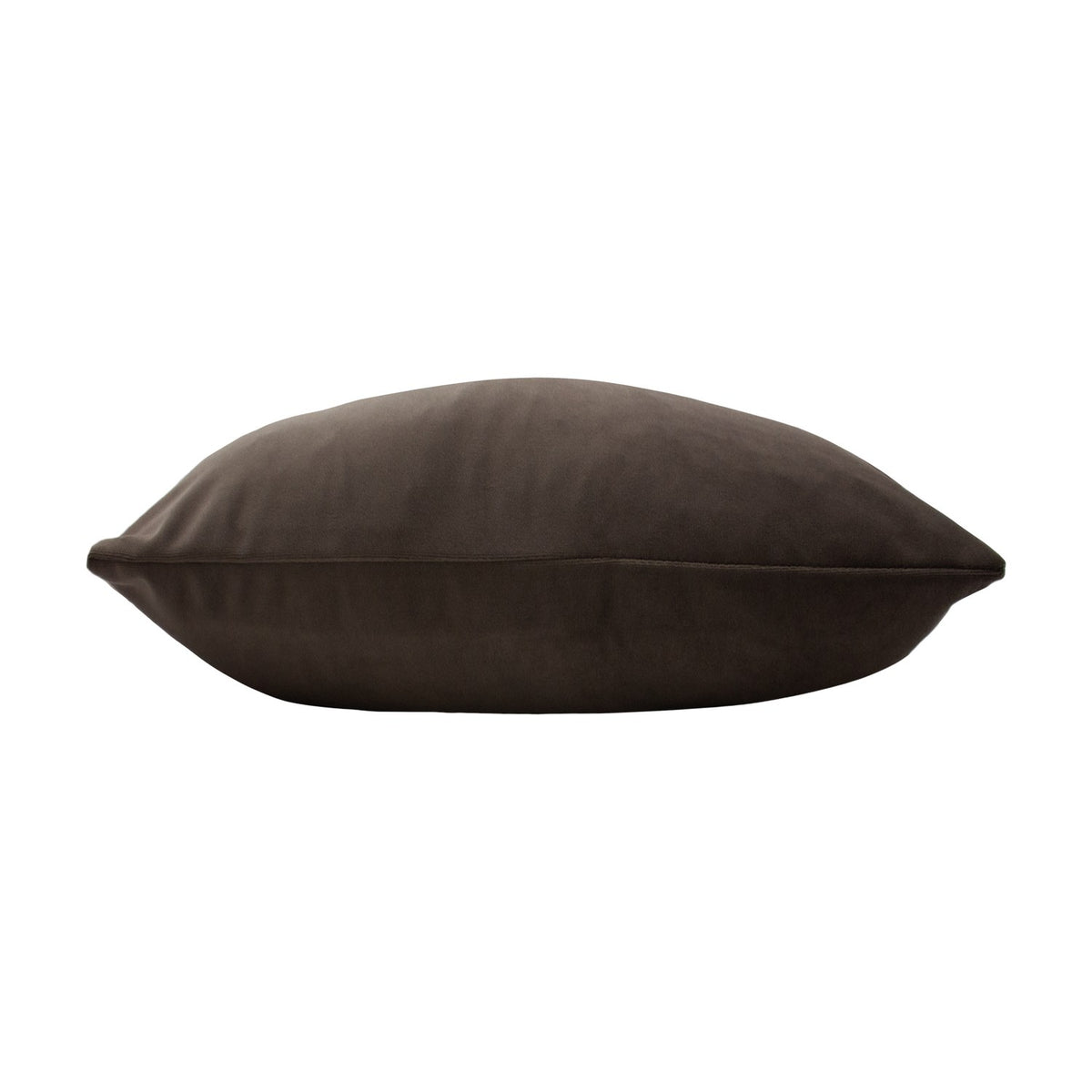 Sunningdale Plain Velvet Cushion in truffle brown, a rectangular bolster shape with a smooth velvet cover, shown side-on against a plain white background.