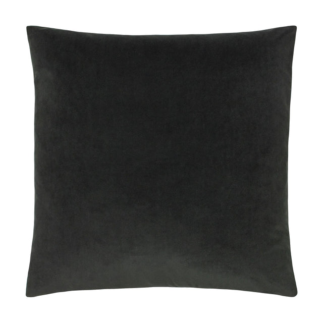 Sunningdale Plain Velvet Cushion in charcoal, a square 50 x 50cm design with a soft sheen finish, shown on a plain white background.