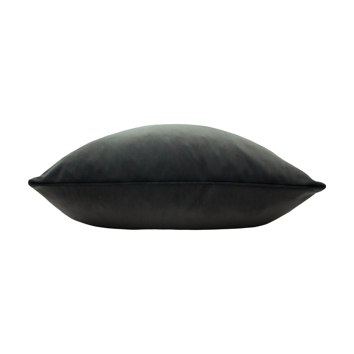 Sunningdale Plain Velvet Cushion in charcoal, shown side-on with piped edging, square 50x50cm shape, plain white background.