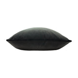 Sunningdale Plain Velvet Cushion in charcoal, shown side-on with piped edging, square 50x50cm shape, plain white background.