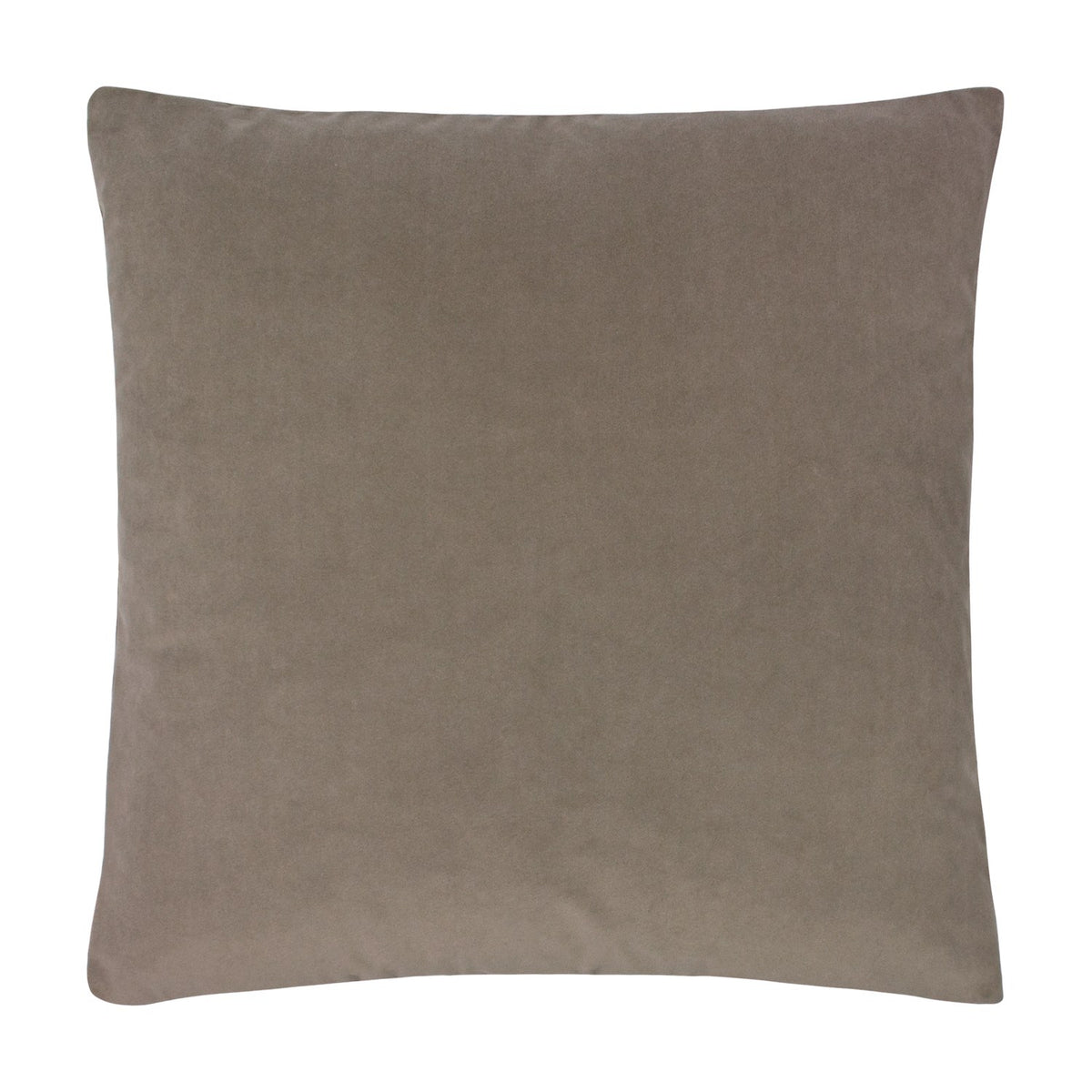 Sunningdale Plain Velvet Cushion in mink, a square 50 x 50cm design with soft velvet fabric and piped edges, shown against a plain white background.