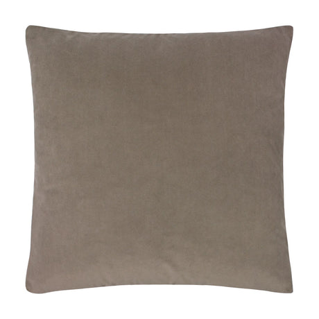 Sunningdale Plain Velvet Cushion in mink, a square 50 x 50cm design with soft velvet fabric and piped edges, shown against a plain white background.