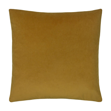 Sunningdale Plain Velvet Cushion in saffron gold, a square 50 x 50cm polyester velvet cushion shown on a plain white background.