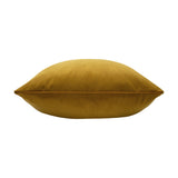 Sunningdale Plain Velvet Cushion in saffron gold, a square 50x50cm polyester velvet cushion shown side-on against a plain white background.