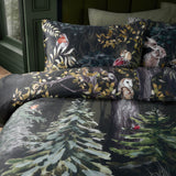 Sherwood Forest Cotton Woodland Duvet Cover Set - Green/Black