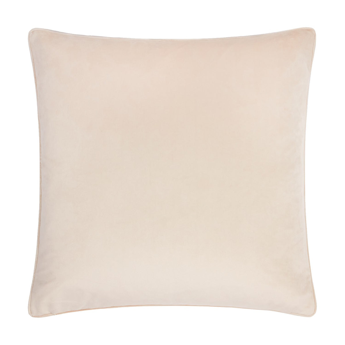 Square cushion in the Strawberry Thief jacquard weave, shown in a plain cream tone with piped edges, set against a white background.