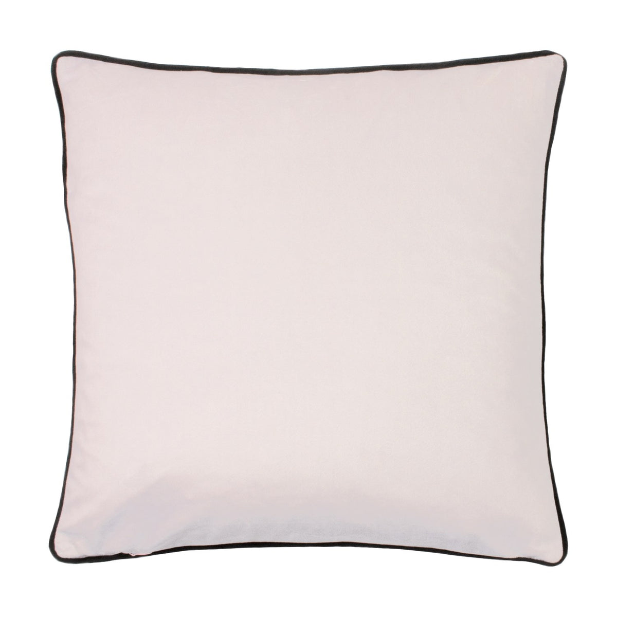 Tropica Cheetah Animal Velvet Cushion in blush pink showing the plain velvet reverse with black piped edge trim, on a white background.