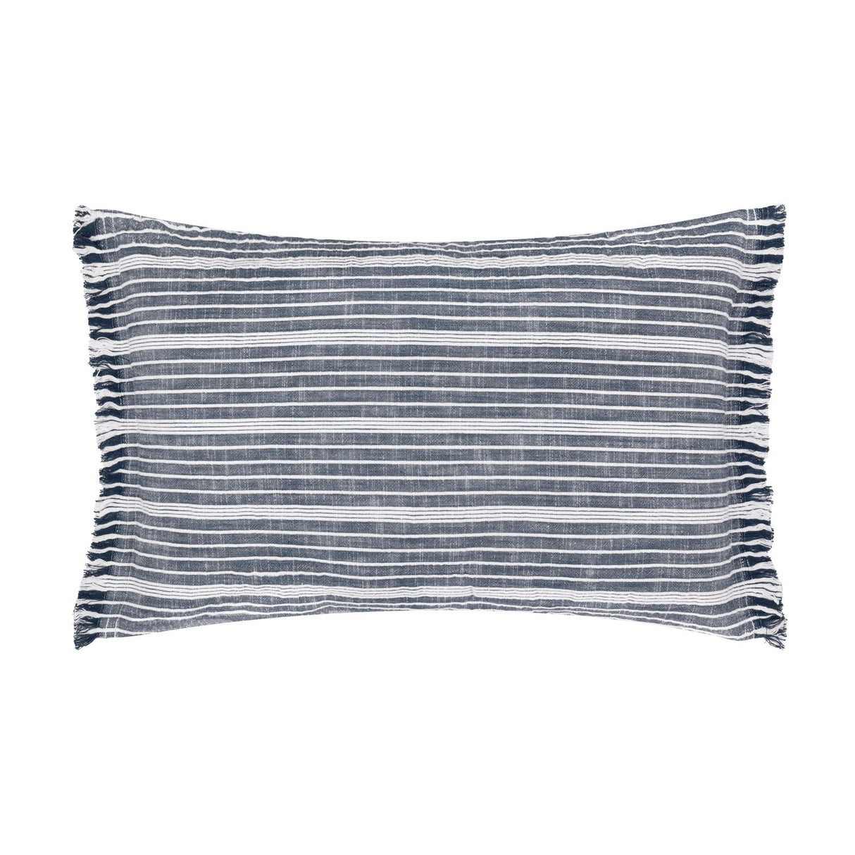 Tide Striped Cotton Cushion - Navy