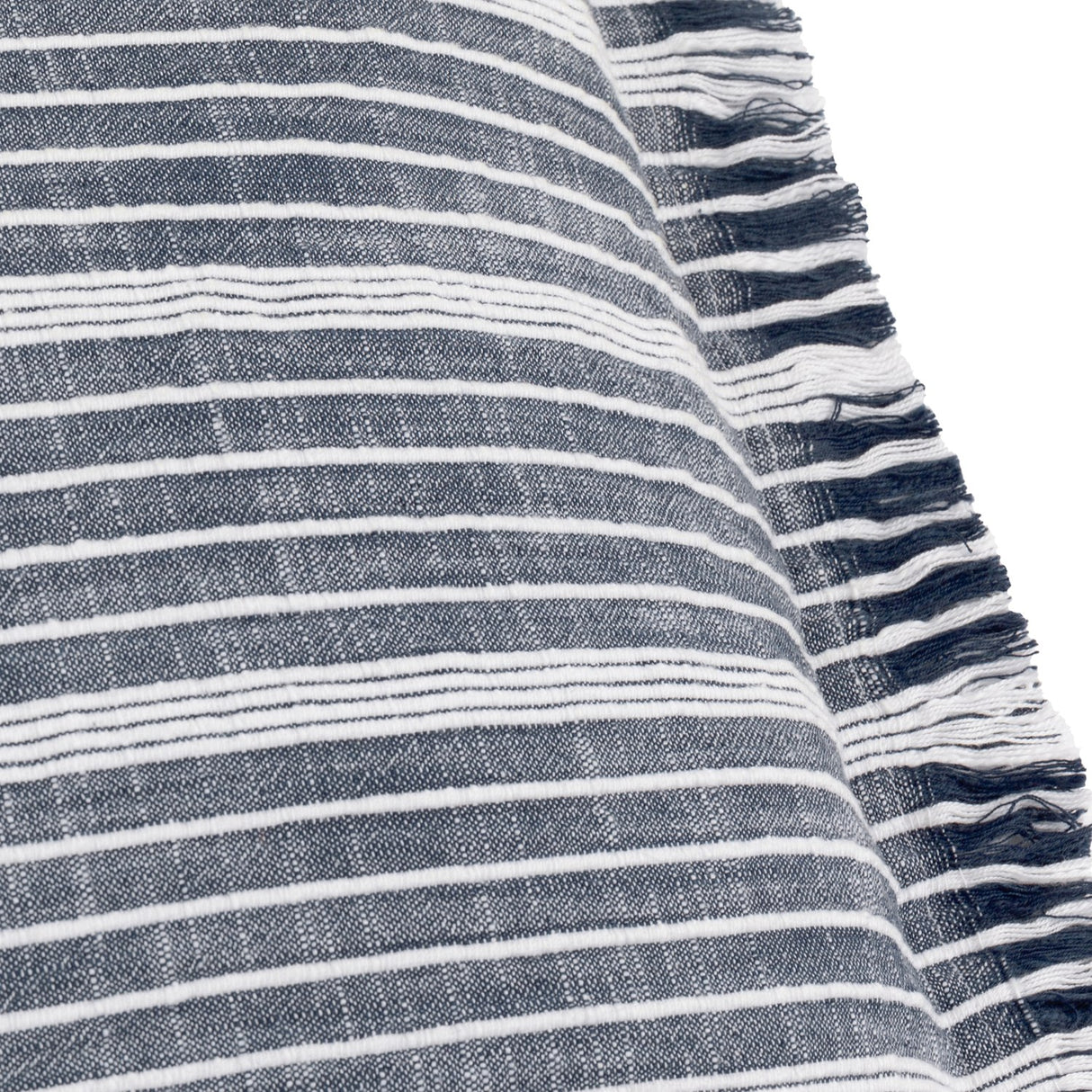 Tide Striped Cotton Cushion - Navy