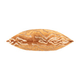 Tierra Abstract Velvet Cushion in bronze, a 50cm square cut-velvet cushion with marbled pattern in warm russet-brown tones, shown side-on on a plain white background.
