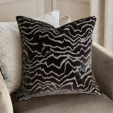 Tierra Abstract Velvet Cushion - Jet